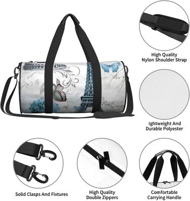 Спортивна сумка для подорожей, стильна з квітковим принтом, дорожня сумка на ніч, чорна, універсальний розмір