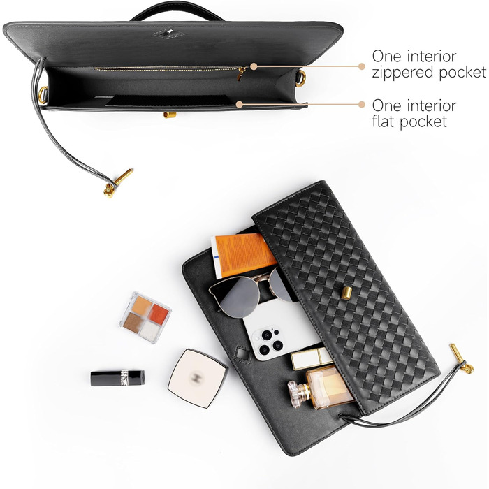 Плетений гаманець для жінок, вечірня сумочка, клатч, плетена шкіра, сумка через плече, офіційна вечірня сумка. Чорна плетена шкіра та замша.