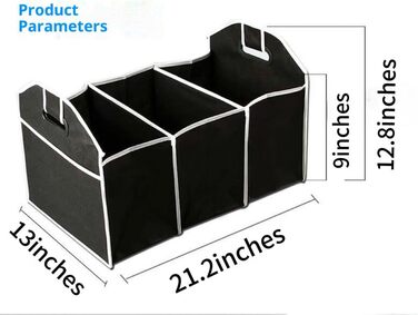 Органайзер для багажника, складаний контейнер для зберігання, з роздільними відсіками, вбудованими ручками, компактний дизайн, міцна тканина для автомобіля, дому, організації, подорожей, продуктів харчування
