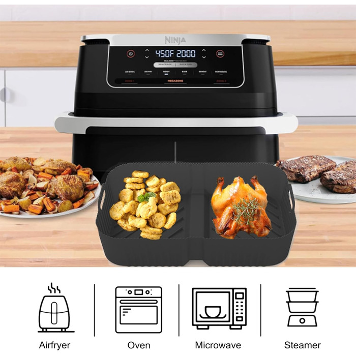 Аерофритюрниця Cathpetic Silicone Mold для Ninja Foodi Flexdrawer AF500EU.110.4L25.2L Ninja Af500 Silicone Mold Black, Ninja Foodi Flexdrawer Accessories Black-110.4L25.2L