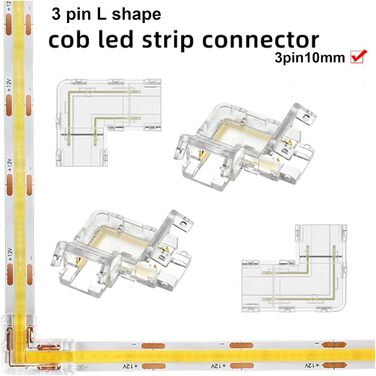 Світлодіодний роз'єм Amefil 10 шт. COB Безшовний кутовий роз'єм 90 градусів L-подібний кутовий роз'єм 3pin 10 мм FOB RGB CCT Стрічковий роз'єм