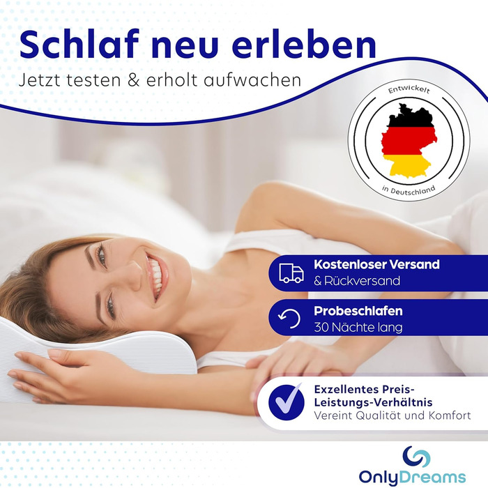 Ергономічна подушка для шиї з холодної піни Регульована висота вибір жорсткості Подушка для сну на спині, животі та на боці - Сертифікована Oeko-TEX - (Базова - Холодна піна) Базова - Холодна піна 50 см x 32 см x 11,9 см