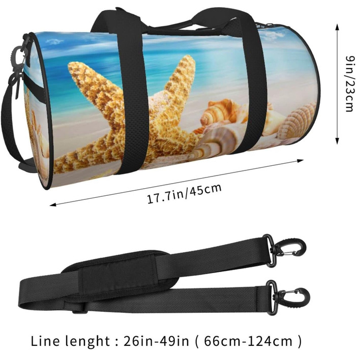 Дорожня сумка-циліндр з морським мотивом мушлі, океан, пляж - спортивна сумка для чоловіків та жінок