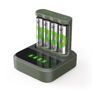 Зарядний пристрій GP ReCyko USB B441, включаючи 4 батареї ReCyko AA 2100 мАг та USB-док-станцію, зарядний пристрій для батарей AA AAA зі світлодіодними індикаторами