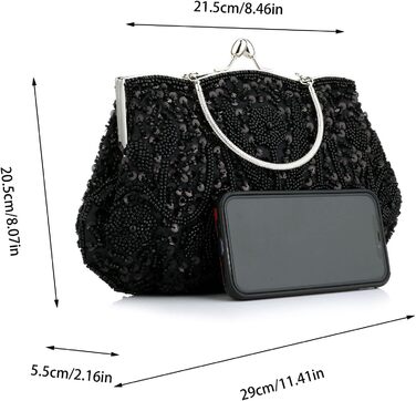 Жіноча клатч-сумочка з перлами ручної роботи, вечірня сумочка для вечірок та весіль (Чорна)