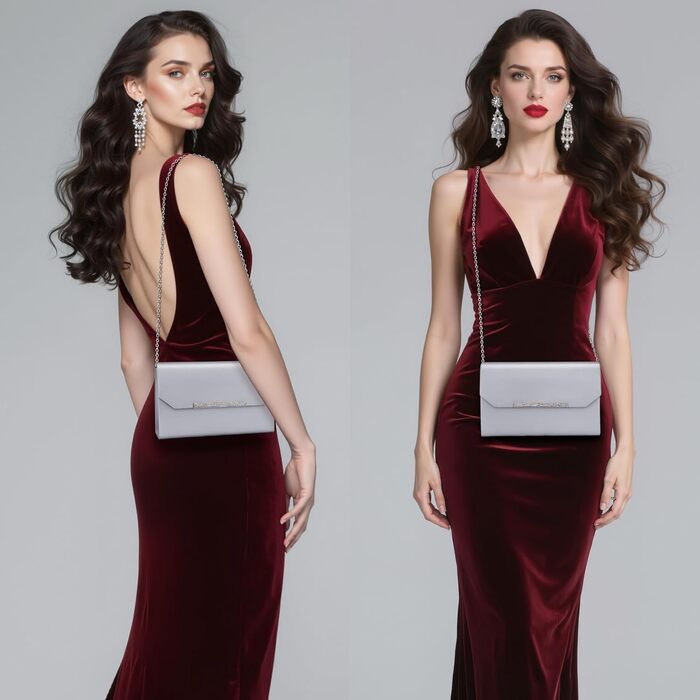 Сріблясте вечірнє клатч-гаманець Larcenciel Чорний Крокодил з лакованої шкіри, прикрашене стразами та ланцюжком, ідеально підходить для весілля, випускного балу або коктейльної вечірки