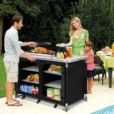 Складана кемпінгова кухня з алюмінієвим каркасом та відділеннями для зберігання, туристична кухня, кухонний ящик, шафа для намету, аксесуари для кемпінгу на свіжому повітрі