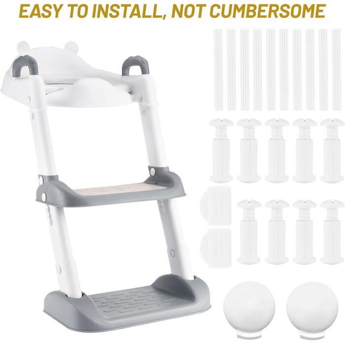 Дитячий дитячий унітаз, крісло для унітазу зі сходами, регульоване крісло для унітазу з поліуретановою підкладкою, стійке до бризо