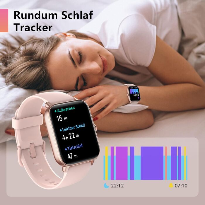 Жіночий смарт-годинник із функцією телефону, вбудованою Alexa, фітнес-годинник 1,8 дюйма з монітором серцевого ритму, SpO2, сну, стресу, понад 100 спортивних режимів, водонепроникний годинник IP68 для Android та iOS (рожевий)