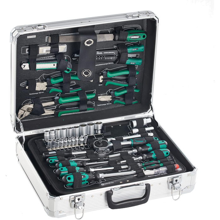 Алюмінієвий кейс для інструментів Brder Mannesmann, оснащений, 108 предметів M29075 Single