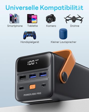 Зовнішній акумулятор Портативний ноутбук Power Bank зі світлодіодним дисплеєм Швидка зарядка, сумісний з iPhone, Samsung, ноутбуком MacBook, iPad тощо, Power Bank для подорожей, кемпінгу, на природі, 50000mAh USB C