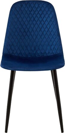 Обідній стілець CLP Giverny, оббитий оксамитом, тканинний стілець з декоративною строчкою та захисними накладками на підлогу, вантажопідйомність до 150 кг, колір синій, матеріал оксамит.