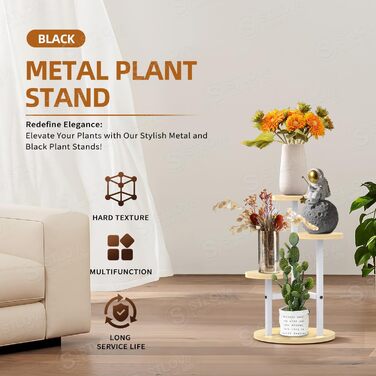 Полиця для рослин, підставка для квітів, 3-рівнева полиця для квітів, підставка для рослин, квіткові сходи для кута кімнати, вітальні, балкона, тераси, вікна, саду, двору, висота 53,5 см - металева біла, 3 яруси білого кольору