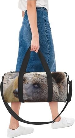 Спортивна сумка, дорожня сумка, з принтом ведмедя, сумка для подорожей на вихідні, чорна, універсальний розмір