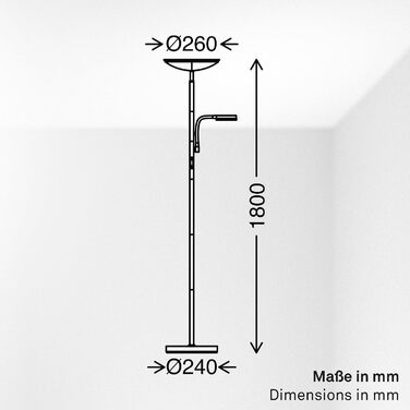Стіль lampa BRILONER з LED-підсвіткою, регулюванням яскравості та температури світла (CCT), з підсвіткою для читання, 180 см, матовий чорний