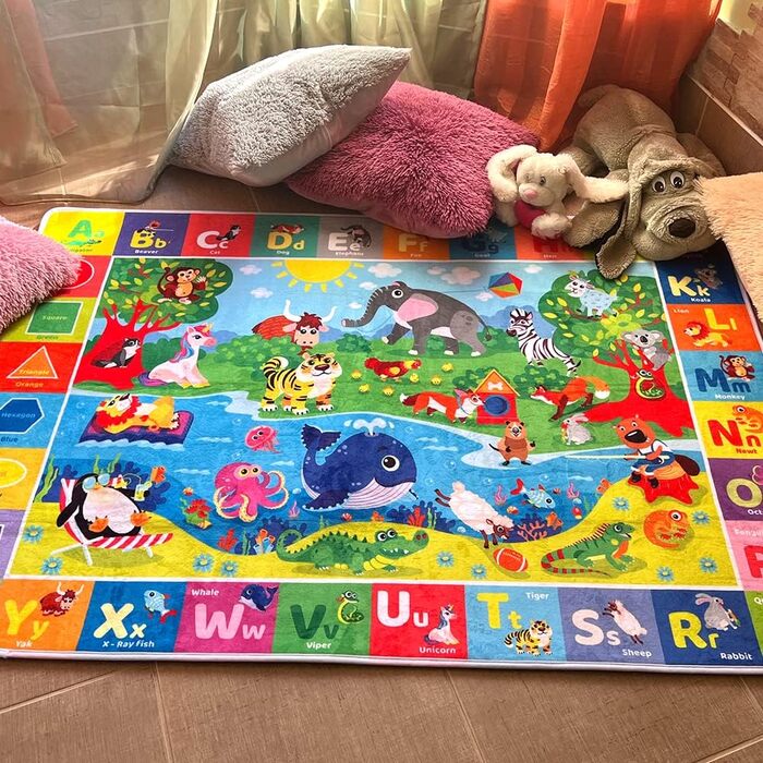 Ігровий килимок для дітей - Дитячий ігровий килимок - килимок ABC для дитячої кімнати для хлопчика та дівчинки - протиковзкий килимок для повзання для дитини складаний - килимок для дитячої кімнати, що миється