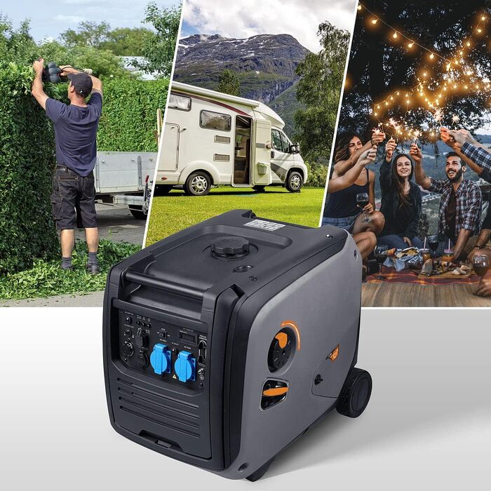 Генератор струму revolt Бензиновий інверторний генератор, 4000 Вт, 2 x 230 В, 1 x 12 В, 2 x USB, 12 л (Інверторний генератор струму, бензин, живлення)