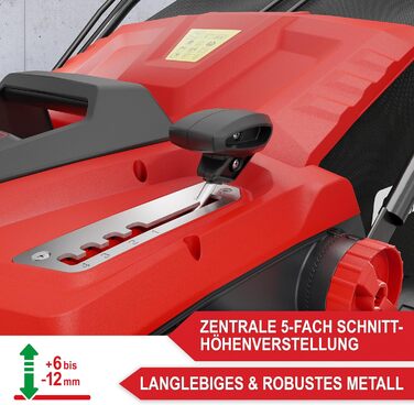 В-1 Електричний Вертикуттер 1800 Вт Ширина захоплення 38 см Обєм травозбірника 45 л з Вертикутуючим та Аераційним Валками для Видалення Моху/Бурянів та Покращення Повітряного Обміну Газону, 2-