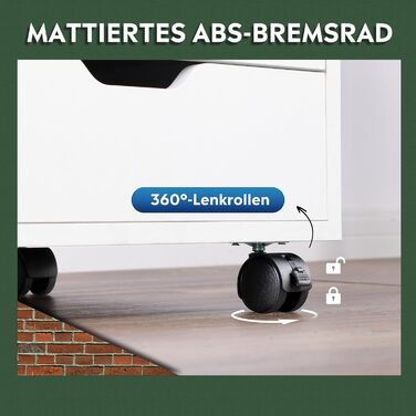 Контейнер на колесах DEVAISE з 5 шухлядами та відділенням для шафи, мобільна шафа для документів на колесах, настільна шафа з місцем для зберігання для офісу та домашнього офісу, білий, 5 шухляд та відділення для шафи, білий