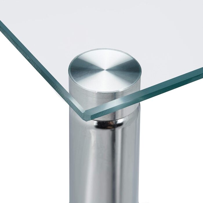 Журнальний столик Relaxdays з колесами, квадратний, скло та сталь, прозорий/сріблястий Мобільний журнальний столик, 2 полиці, вітальня