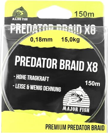 Волосінь Major Fish Predator Braid 8-жильна плетена Lemon Yellow 150 метрів