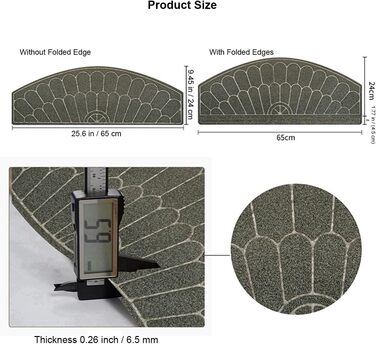 Килимових покриттів для сходів, нековзні, без клею, виготовлені з TPR, із самопоглинаючою основою, накладки на сходинки з напівкруглим візерунком, легко очищаються для гвинтових сходів, безпечні, із загнутими краями, сірі, 5
