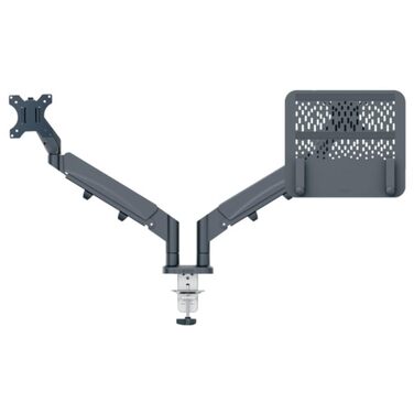 Тримач для монітора та ноутбука, компактний дизайн, сертифікований IGR та TV, кріплення для монітора до 32 та ноутбука до 17, сумісний з VESA 75/100, темно-сірий, 65380089