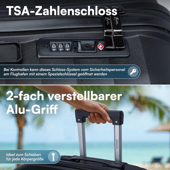 Валіза Xonic Hard Shell Suitcase M на 40 л - стійка до пошкоджень поліпропіленова валіза на колесах з подвійними колесами, що обертаються на 360, та замком TSA - дорожня валіза чорного кольору M (40 л)