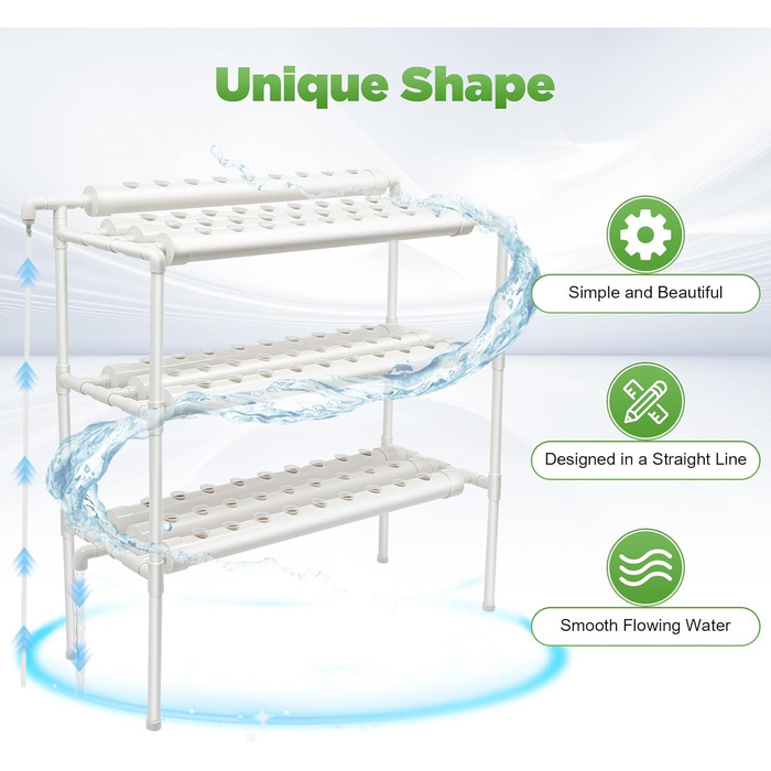 Набір для гідропонного вирощування LIAIZE із 90 місцями для рослин, 3-шарова система гідропонного вирощування, набір для гідропонного вирощування на ділянці Система гідропонного садівництва Безґрунтові труби для вирощування Вертикальний сад