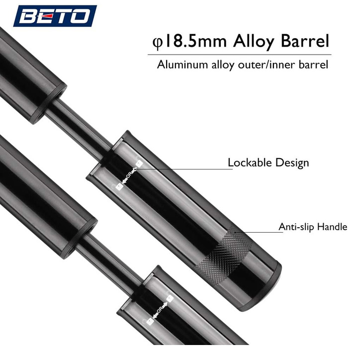 Міні-велосипедний насос з CO2-качалом, 19.5–31.5 см, 120–160 PSI (макс), алюмінієвий сплав, чорний/сріблястий