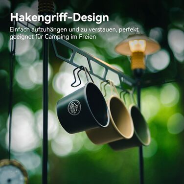 Кухоль з нержавіючої сталі Thous Winds Sierra, набір із 2 кемпінгових кухлів для активного відпочинку з підвісною ручкою, що штабелюється, портативний, легкий туристичний кухоль об&39ємом 350 мл, екологічно чистий кухоль для активного відпочинку - хакі