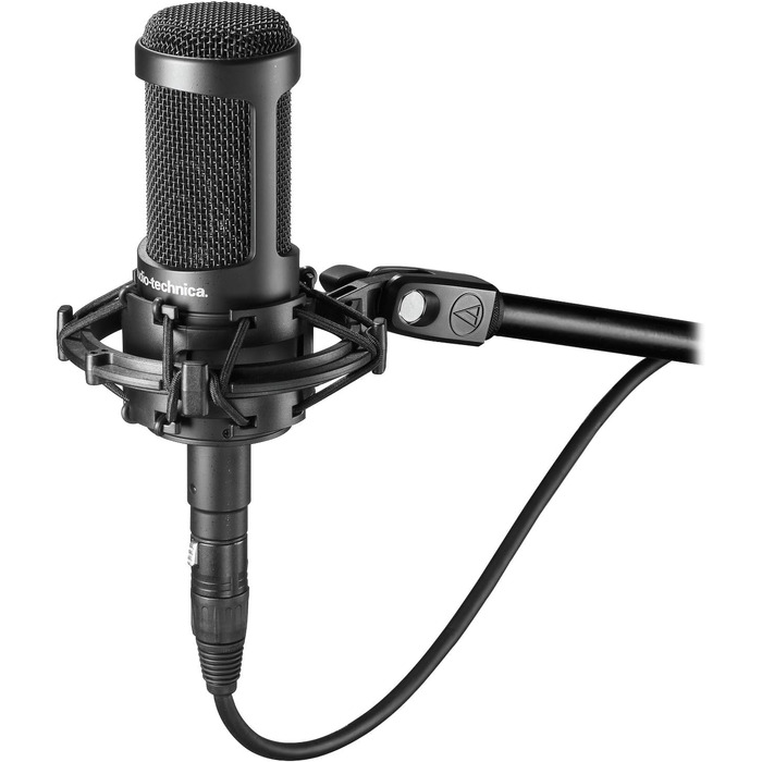 Конденсаторний мікрофон Audio-Technica AT2035 з кардіоїдною спрямованістю (XLR) для музики та стрімінгу, чорний мікрофонний кабель Stagg 3м (XLR-XLR), чорний