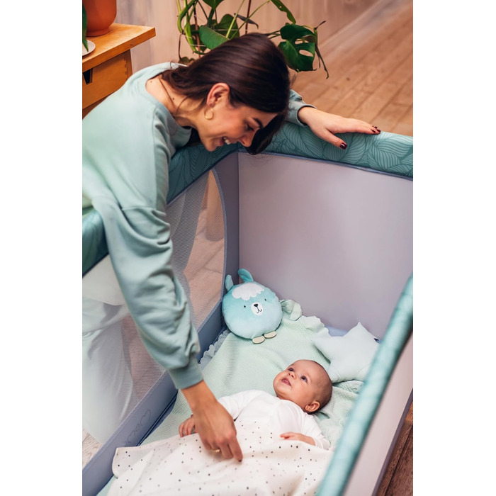 Дитяче ліжечко Momi BELOVE для дітей вагою до 15 кг, Ш65 x Д125 x В78 см (складається 21 x 23 x 80 см), дитяче ліжечко з матрацом, 2 колеса, сумка для транспортування сірого кольору