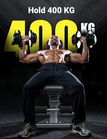 Складана силова лава YOLEO 400 кг для професійних силових тренувань, похила силова лава, краще підходить для професіоналів, регульована спинка в 10 положеннях / сидіння та підставка для ніг в 3 положеннях