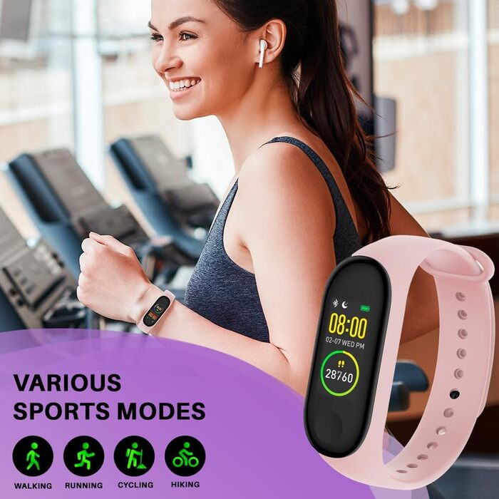 Фітнес-трекер з відстеженням активності, пульсометром з лічильником артеріального тиску та калорій - Легкий годинник з крокоміром - Тривалий час роботи від батареї - Розумний годинник для жінок та чоловіків, сумісний з iOS/Android
