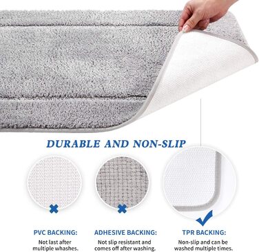 Набір з 2 килимків для ванної SOANNY, нековзний килимок для ванної з мікрофібри високої щільності, килимок для ванної 53x86 см та