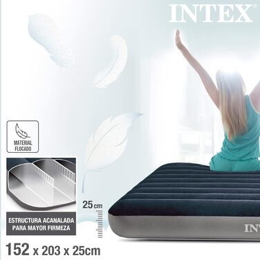 Надувний матрац Intex QUEEN DURA-BEAM SINGLE HIGH З 2-СТУПІНЧАСТИМ НАСОСОМ