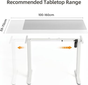 Каркас столу Claiks з регульованою висотою та колесами, електричний каркас столу з 3 функціями пам&39яті, каркас столу з потужним двигуном, білий, Т-подібний, білий