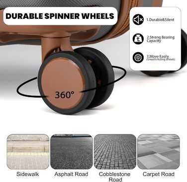 Валіза British Traveller з жорсткою оболонкою середнього розміру 64 x 43 x 26,5 см, дорожня валіза з ABS PC із замком TSA, 4-колісна валіза на візках для подорожей та бізнесу, сіро-сіра M (64 см 57 л)