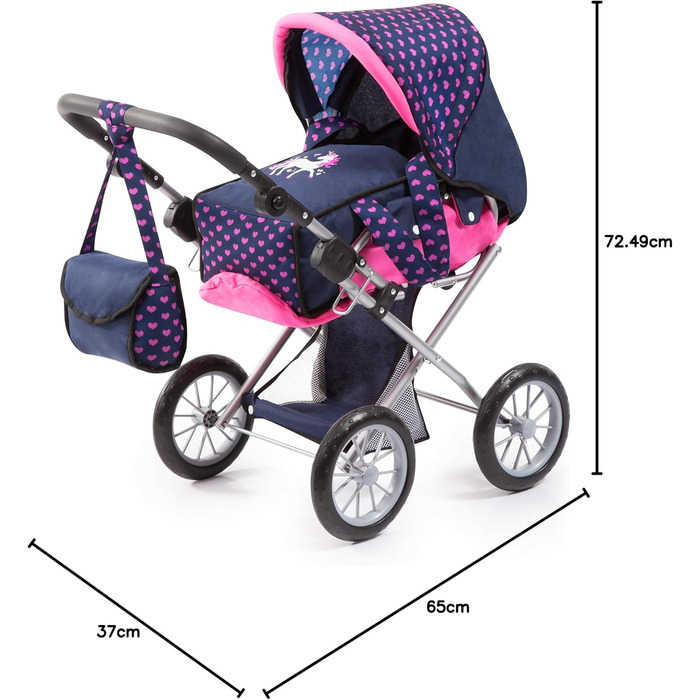 В сучасному дизайні з єдинорогом, комбінована коляска для ляльок, зі знімною люлькою та сумкою через плече, регульована по висоті,