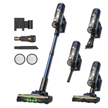 Акумуляторний пилосос Vexilar V12 50 хв роботи, 50кПа, 450Вт, бездротовий, з антизаплутувальною щіткою та зеленим підсвічуванням, безщітковий двигун для твердих підлог, килимів та шерсті тварин