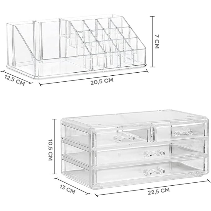 Органайзер для макіяжу SQUADO, багатофункціональний, органайзер для косметики, велика місткість, коробка для зберігання косметики, косметичний, 4 шухляди акрилові