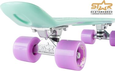 Скейтборд BIKESTAR Vintage Retro Cruiser 60 мм для дітей та дорослих, а також для початківців приблизно від 6-8 років М'ята та фіо