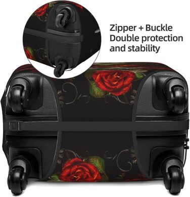 Чохол для багажу BAFAFA з принтом Череп і троянди, еластичний захист від подряпин і пилу для валіз, чорний, розмір 85