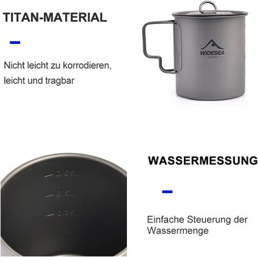 Кемпінговий титановий Бехер Widesea (750 мл)