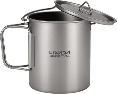 Титановий горщик Lixada для кемпінгу, 750 мл та 900 мл