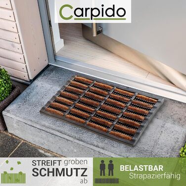 Нековзний килимок для вулиці - Килимок з гуми та кокосу - Килимок для вулиці 40x60 см - Міцний та всепогодний килимок з гуми та кокосу, 40 x 60 см (прямокутний), натуральний