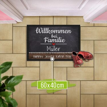 Персоналізований килимок для дверей &quotКоролівський&quot з іменем та власним текстом - Ласкаво просимо до родини - Подарунки на новосілля Нековзний, 60x40 см з гумовим краєм