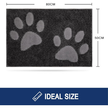 Килимок для бруду, що миється, 50 x 80 см, килимок для прихожих, абсорбуючий килимок для прихожих, нековзний килимок для очищення, водонепроникний килимок для собак, вхід, мокрі лапи, темно-вугільний 50 x 80 см (прямокутний)