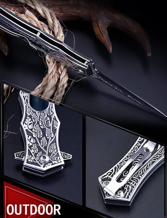 Складаний ніж AuRiver, кишеньковий ніж хрестоносець з дерев'яною та металевою ручкою Двостороння рукоятка прикрашена хрестами, кре